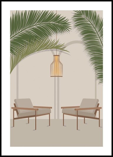 Free Your Mind 1 Modern Tropical Lounge with Palm Leaves and Chairs Plakat Plakat / 50x70cm Free Your Mind 1 Modern Tropical Lounge with Palm Leaves and Chairs Plakat Plakat / 50x70cm