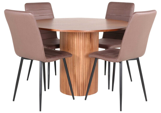 Venture Design Bianca & Windu spisegruppe Brun/valnøtt 4 stoler & bord 110 cm