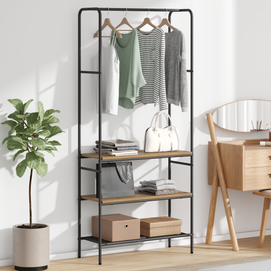 Klesstativ med hyller artisan eik 77 x 30 x 171 cm