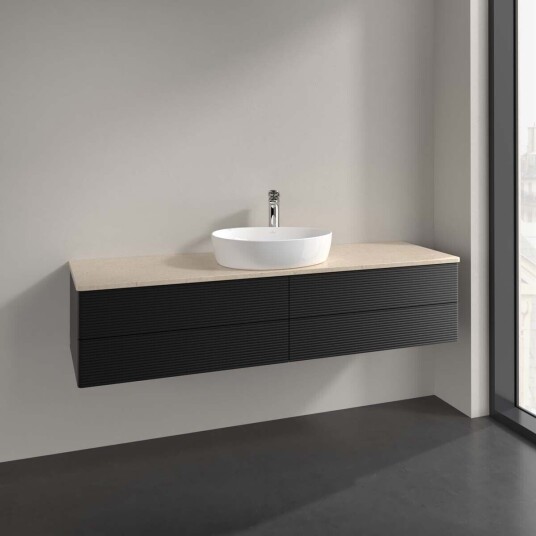 Villeroy & Boch Antao Servantskap med 4 skuffer 160x50x36 cm m/lys Sort Matt/Crème