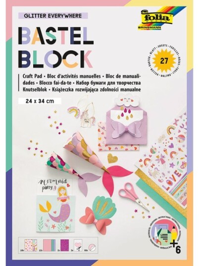 Folia Hobbyblokk med hobbyark og folie-klistremerker Glitter Everywhere