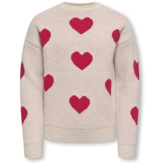 kids ONLY Birch Salsa Hearts Kognaja L/S Flower Pullover Knt 122 128
