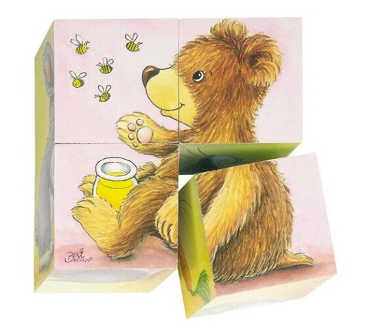 Goki Wooden Block Puzzle Baby Animals Blokk Goki Wooden Block Puzzle Baby Animals Blokk