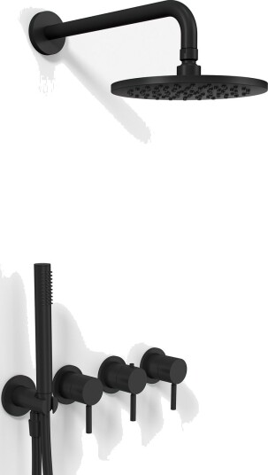 Semplice STB801 S05 Rain Delux Smartterm Ø20cm Easyclean Vegg Matt Sort Dusjsett