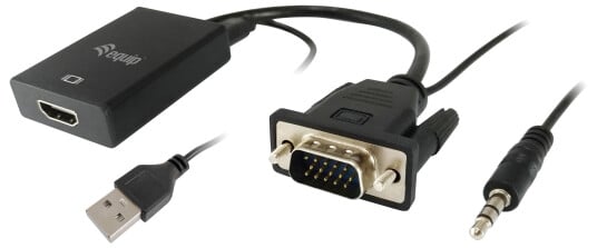 EQUIP VGA auf HDMI Adapter, mit Audio, schwarz, 15cm EQUIP VGA auf HDMI Adapter, mit Audio, schwarz, 15cm