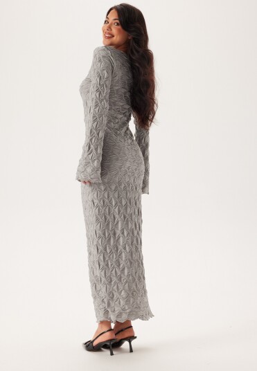 BUBBLEROOM Structure Long Sleeve Midi Dress Light grey S