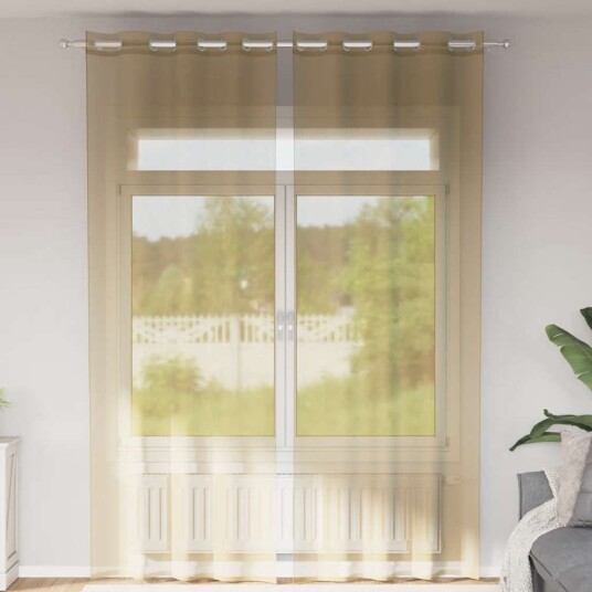 Voilegardiner med grommets 2 stk sand 8721158551399