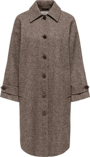 JDY Jdyvinga Herringbone Long Coat Otw Yfm   Brown   M