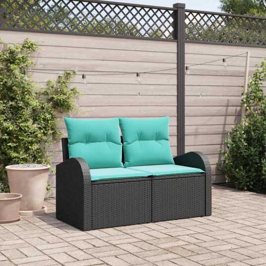 vidaXL Hagemøbelsofa Svart 124 x 62 x 85cm polyrotting