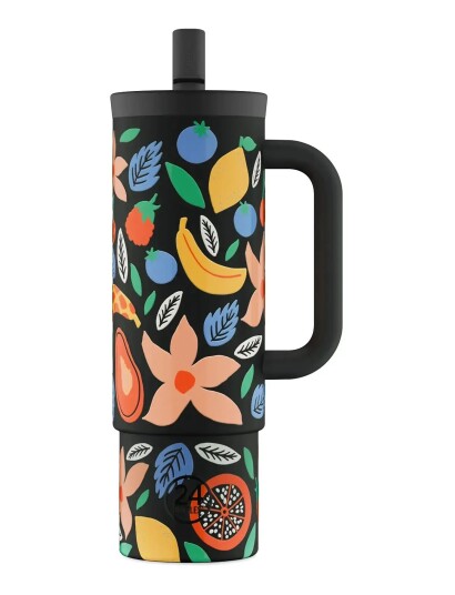 24bottles Straw Cup 800 Ml - Tropical Noir - Black - 800 ML