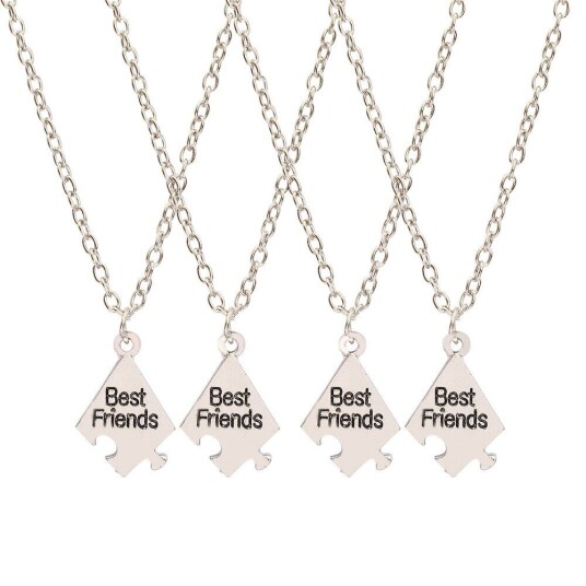 Inf Best Friend Friendship Puzzle Halskjeder 4-Pack Sølv