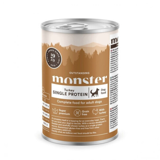 Monster Hundemat Voksen Kalkun Våtfôr 400 g - Kornfritt, Fullfôr