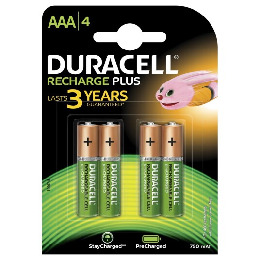 Duracell 750mAh NiMH AAA Oppladbare Batterier - 4 Stk