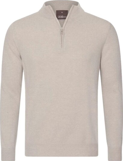 Oscar Jacobson Patton Half Zip - Beige - XL