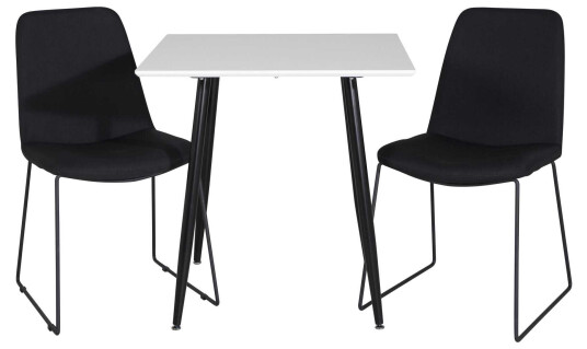 Venture Design Polar & Muce spisegruppe Hvit/svart 2 st stoler & bord 75 x 75 cm