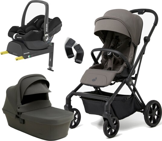 Beemoo Pro Twist Duovogn Inkl. MaxiCosi CabrioFix Babybilstol & Base Mocha Grey/Essential Black Beemoo Pro Twist Duovogn Inkl. MaxiCosi CabrioFix Babybilstol & Base Mocha Grey/Essential Black