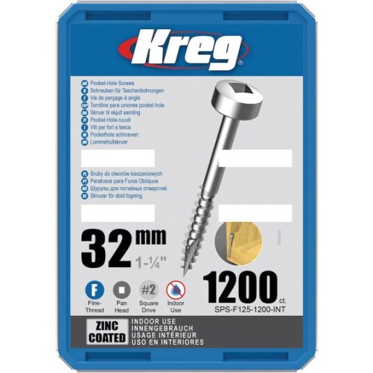 Kreg SML-F125-1200 Skrue 32 mm Ø galvanisert Maxi-Loc 1200-pakk Innfesting