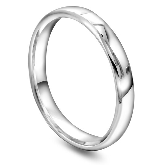 Giftering i 585 hvitt gull | 3 mm bredde