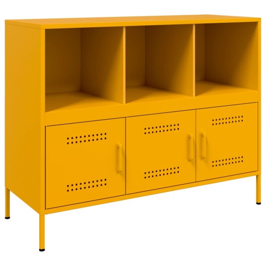 Skjenk sennepsgul 100,5x39x79 cm kaldvalset stål 8721102390555