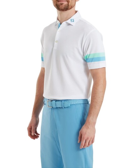 FootJoy Sleeve Stripe Pique   White   S