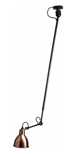 Lampe Gras N302 Taklampe Matt Sort & Rå Kobber
