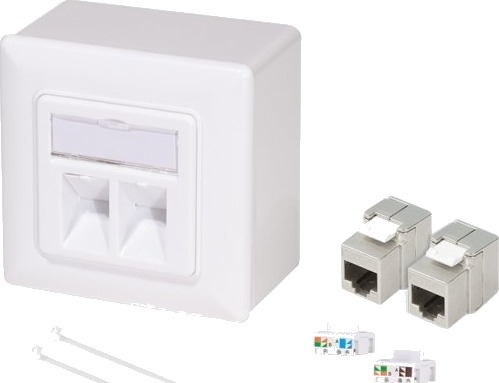 Logilink Modulær Koblingsboks Hvit 2Xcat.6A Modul + Utenpåliggende Hus