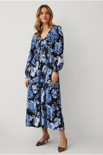 Ellos Collection   Maxikjole med kledde knapper   Blå