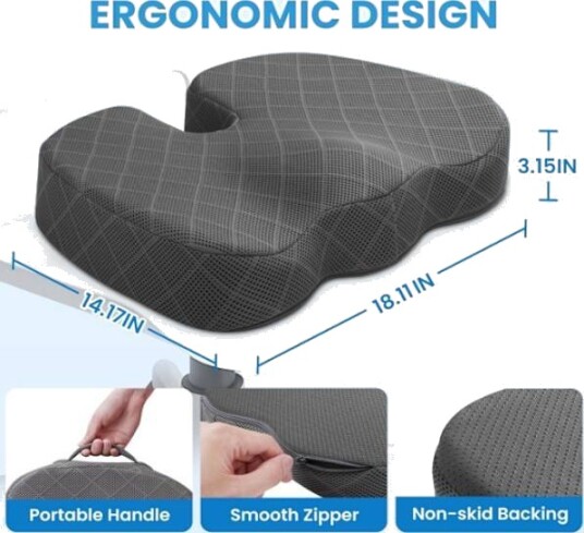 Kontorstolpute Ekstra Stor Memory Foam Sittepute Ergonomisk Sittepute for å Lindre Isjias og Smerter Forårsaket av Langvarig Sitting svart Kontorstolpute Ekstra Stor Memory Foam Sittepute Ergonomisk Sittepute for å Lindre Isjias og Smerter Forårsaket av Langvarig Sitting svart