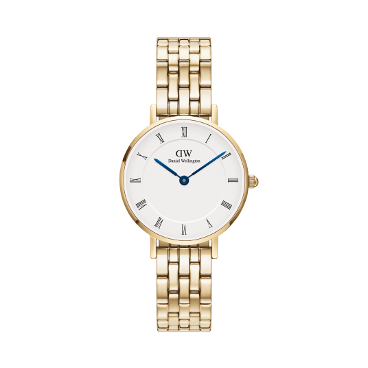 Daniel Wellington DW Watch Petite Roman Numerals 5 Link Gold 28mm MIC