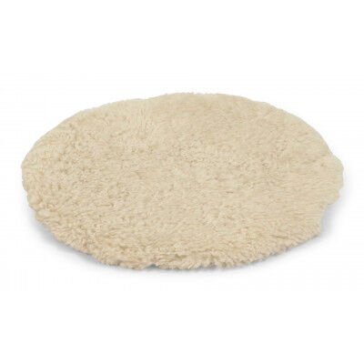 Curly pad beige rund stolpute i krøllete saueskinn med polstring