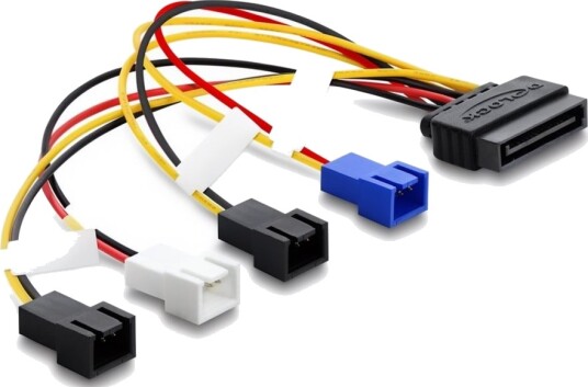 Delock Strømadapter Sata Strøm Hann Til 2 Pin Fan Connector Hann 5 / 7 / 12 V 20 Cm