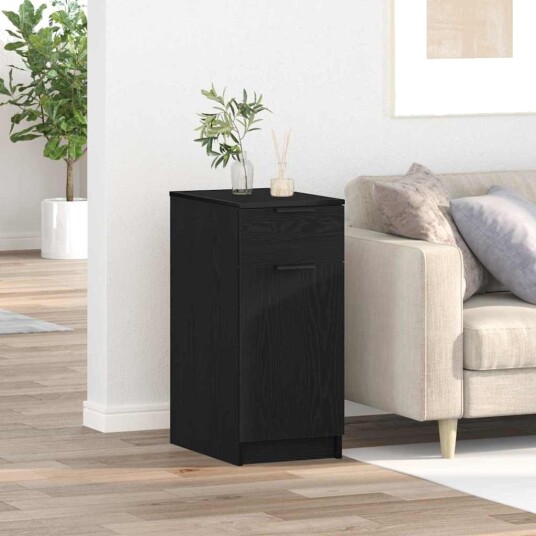 Skrivebordsskap i svart eik 33x50x75 cm Laget av konstruert tre Skrivebordsskap i svart eik 33x50x75 cm Laget av konstruert tre