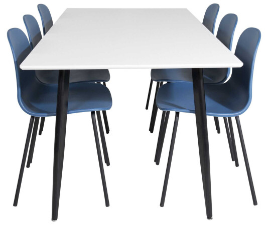 Venture Design Polar & Arctic spisegruppe Hvit/blå 6 st stoler & bord 180 x 90 cm