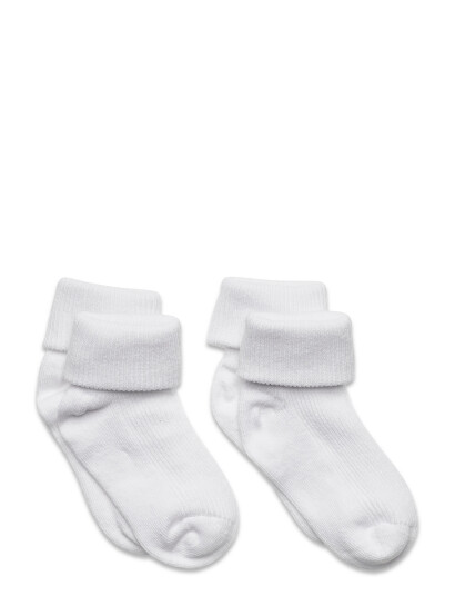 Minymo Baby Rib Sock W. Fold (2-Pack) White 15-18