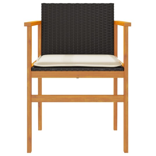 Hagestoler med puter 2 stk svart polyrotting og heltre 368711 Hagestoler med puter 2 stk svart polyrotting og heltre 368711