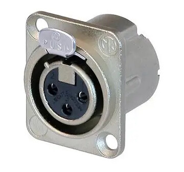 Neutrik xlr plugg 3P chassi   hunn sølv D type NC3FD LX