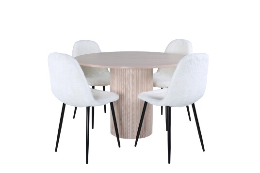 Venture Home Bianca Spisegruppe 110 cm Rund med 4 Polar Stoler Sort