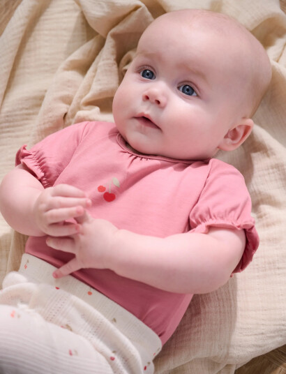 Blå Leggings Pointelle Cream 80