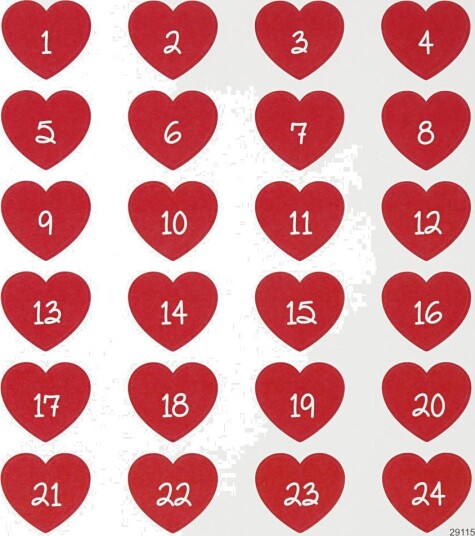 Creativ Company 291151 Klistremerker Adventskalender Hjerter 1 ark