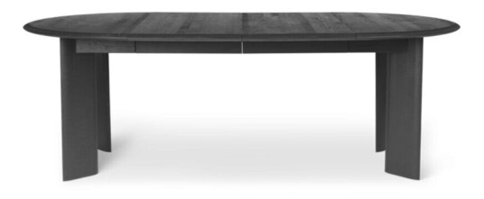 ferm LIVING Bevel Extendable spisebord oak black oiled, inkl. 2 stk. ileggsplate á 50 cm