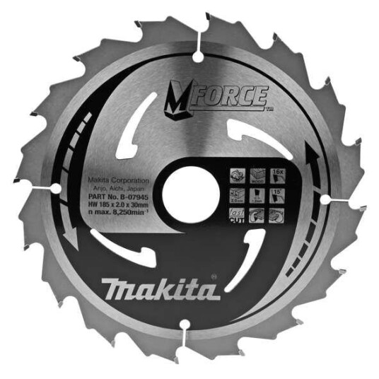 Makita Sagblad 185x30x16t Tct, M-Force, Tre