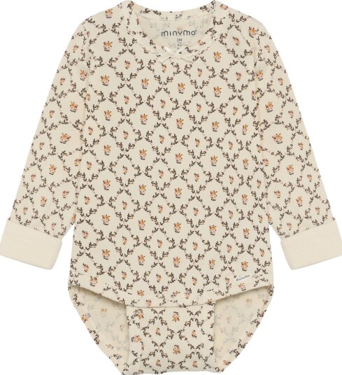 Minymo Body I/e - AOP - Frøperle - Minymo - 1½ år (86) - Langermet Body Beige Grønn Gul Rosa