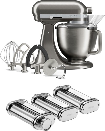 Kitchenaid Artisan Plus kjøkkenmaskin 4,7 liter med pastasett medallion silver