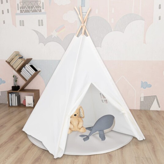 Vidaxl Tipi-telt for barn med pose ferskenhud hvit 120x120x150 cm