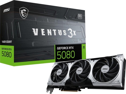 MSI GeForce RTX 5080 VENTUS 3X OC PLUS 16GB grafikkort MSI GeForce RTX 5080 VENTUS 3X OC PLUS 16GB grafikkort