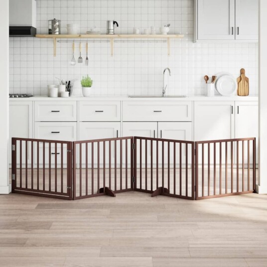 Hundegrind Med Dør Sammenleggbar 4 Paneler Brun 320 cm Poppeltre 352201 Hundegrind Med Dør Sammenleggbar 4 Paneler Brun 320 cm Poppeltre 352201