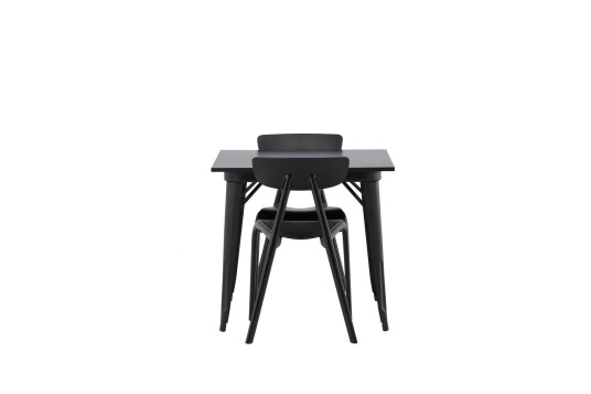 Venture Design Tempe & Ursholmen spisegruppe Svart/svart 2 stoler & bord 80 x 80 cm