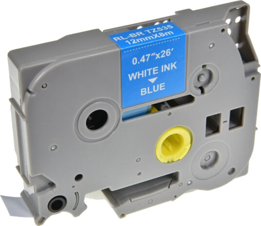 TB TZE-535 P-Touch Tape Hvit på Blå 12mm (8m) erstatter Brother TZE-535