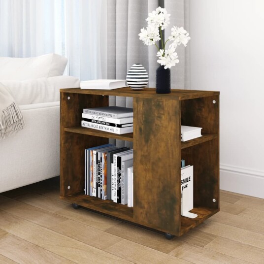 vidaXL Sidebord røkt eik 70x35x55 cm konstruert tre