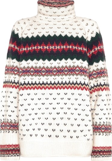 Polo Ralph Lauren Fair Isle Wool Blend Turtleneck Sweater CREAM MULTI S